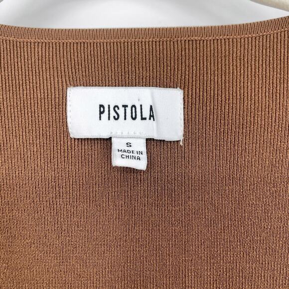 Pistola Jenny Thong Bodysuit Brown Split Cuff Square Neckline Size Small - Picture 9 of 10